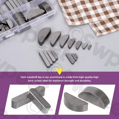 Swpeet 211Pcs Metrische Woodruff Schlüssel Assortiment Kit mit 15-Größen Woodruff Halbkreis Schlüssel Halbmond Schlüssel Keyway Welle Kurbel Schlüssel Parallel Drive Welle Schlüssel