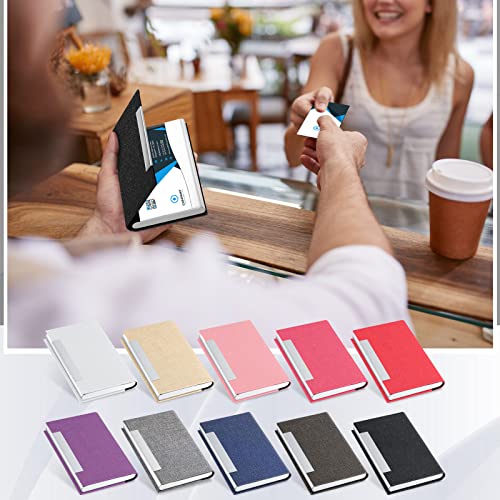 10 Pcs Business Card Holder With Magnetic Closure Pu Leather Stainless Steel Multi Business Card Case Slim Business Card Wallet For Credit Id Women Men Office Supplies (Rustic Colors, Novelty Style) #TOP5