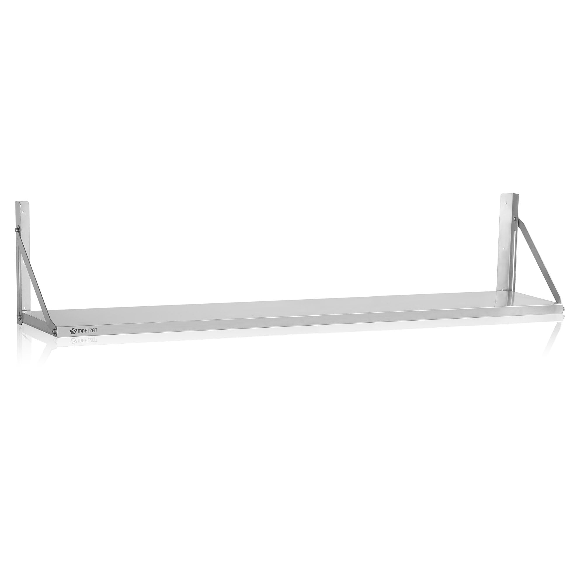 Mahlzeit Edelstahl Wandregal – 150 x 30 cm, klappbar, Silber