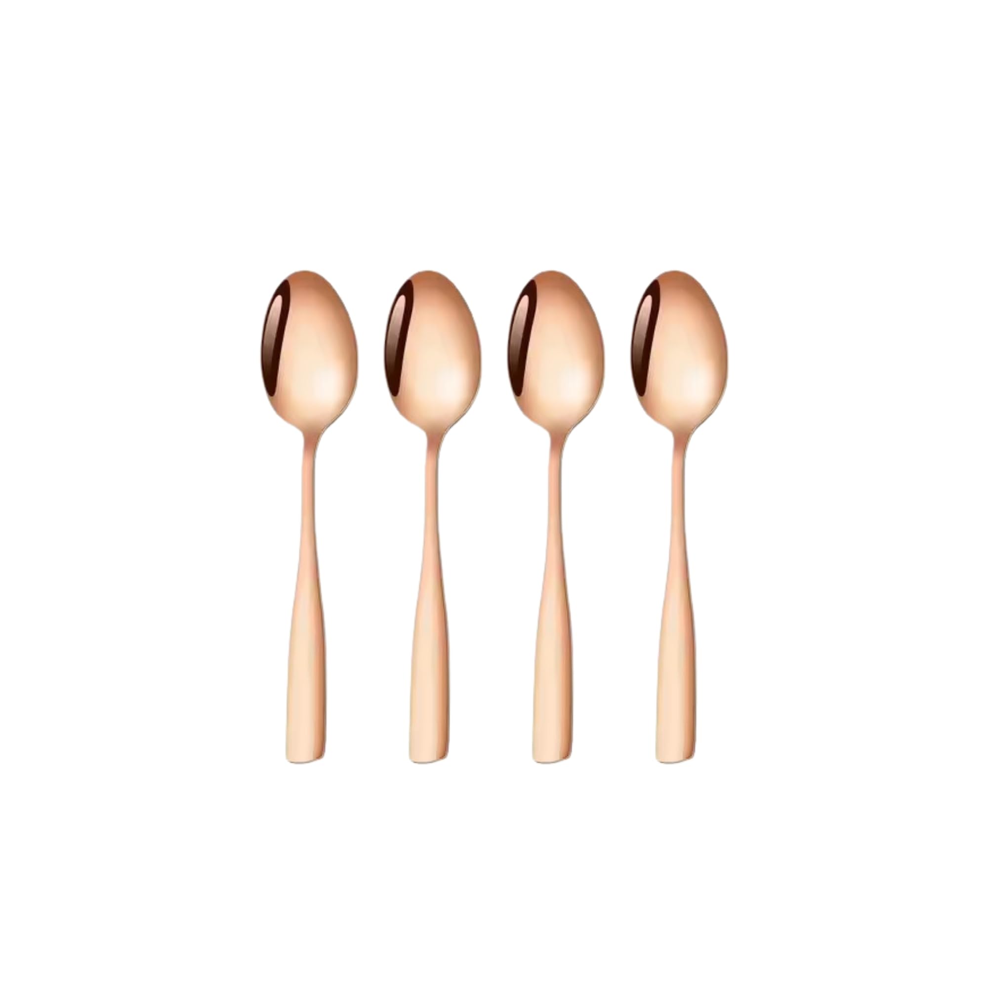KitchAntique 6.4" Rosegold Dessert Spoons Set of 4 – Food-Grade 18/8 Stainless Steel Teaspoons, Durable Mirror Polished 