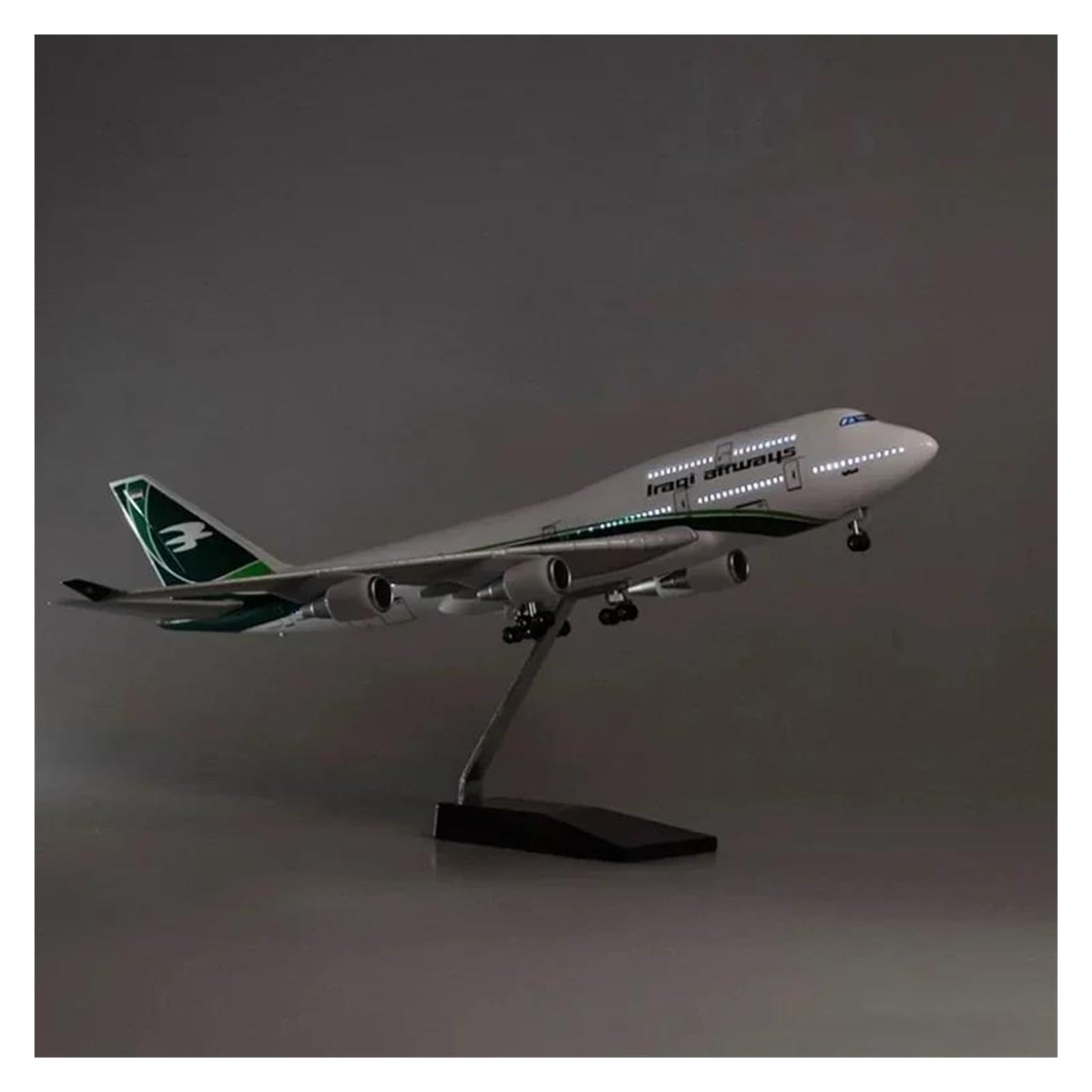 Odlewane zabawki samolotowe w skali 1/150 dla 747 IRAQI Airways Model odlewu samolotu Żywiczny samolot samolot ze światłem i kołami Kolekcja Wyświetlacz do zbierania i wyświetlania (ze światłem)