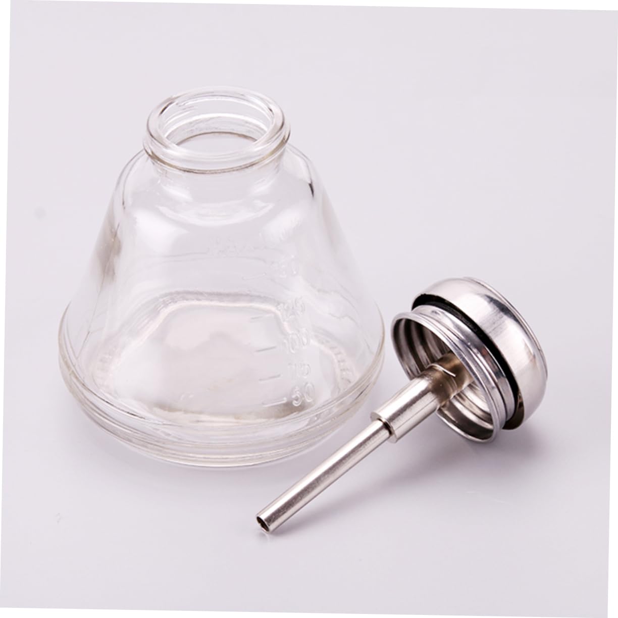SOESFOUFU Drop-shaped Glass Nail Polish Remover Refillable Bottle 180ml Press Pump Bottle for Liquid Storage
