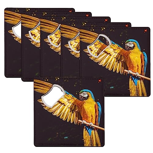 Sous verre décapsuleur perroquet jaune bleu idée cadeau