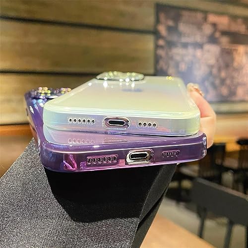 Protection paillettes laser arc-en-ciel iPhone 13 style violet