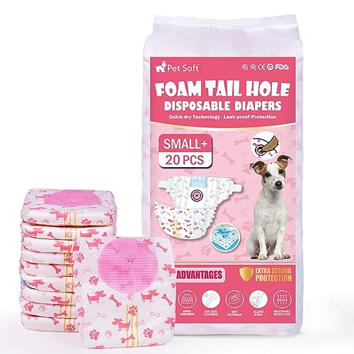 Pet Soft Dog Nappies Female, 20 Count Disposable Dog Pants Female S-M