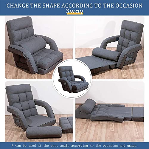 Floguor Indoor Floor Gaming Chairs For Adults With Back Support,Chaise Lounge, 42-Position Folding Lazy Sofa With Pillow For Living Room, Bedroom, Balcony(Grey) 8803Gr #TOP3