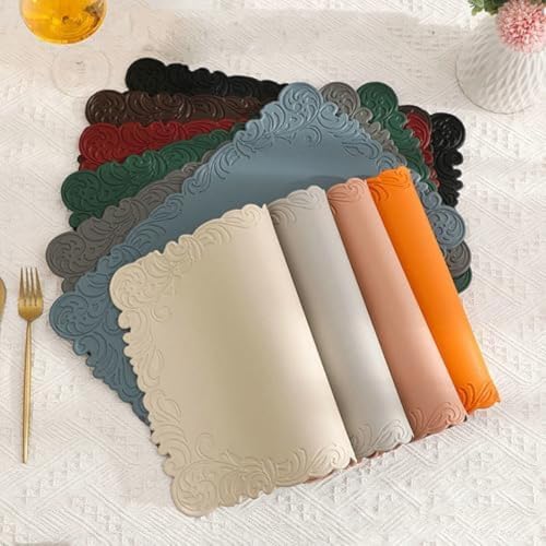 Set de table rectangulaire chic beige à motif floral texturé haute qualité - 5
