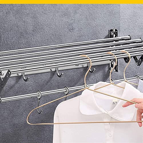 MKAK 50/60/80cm Laundry Clothes Drying Rack, Retractable Folding Airer With Hooks Space Saver Bathroom Home Wall Mounted Towel Rack Drying Rack(10 Hooks,80cm) - Image 4
