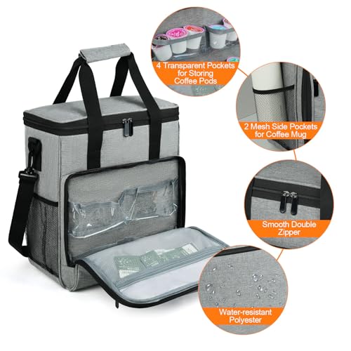 Image of LEFOR.Z Travel Coffee Maker Carrying Bag Compatible with Keurig K-Mini or K-Mini Plus, Single Serve Coffee Maker Portable Storage Bag with Shoulder Strap,Grey(Bag Only)