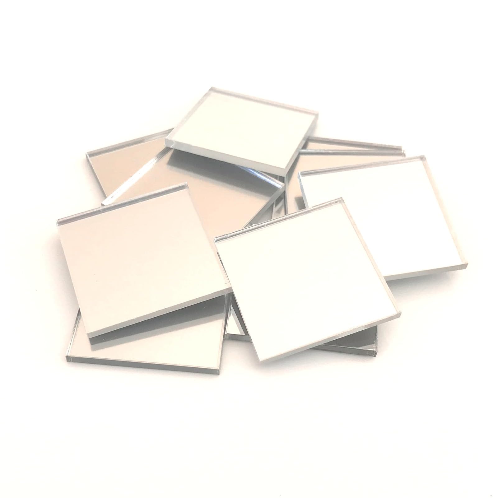 Square Tiles by Super Cool Creations, Silver Mirror - Pack of Ten - 4cm x 4cm
