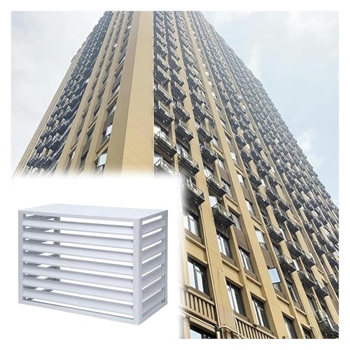 エアコン室外機カバー, ルーバー室外機カバー, エアコン室外機カバー、棚付き植物スタンド、屋外用エアコンカバー(White B,2-3p: L110*W60*H80cm)