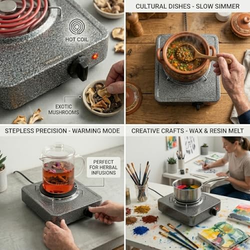 Image of Electric Hot Plate 1500W Single Burner | Portable Electric Stove with Fast Heating Coil | Heavy Duty Hot Plate with Temperature Control for Kitchen, Office & Travel