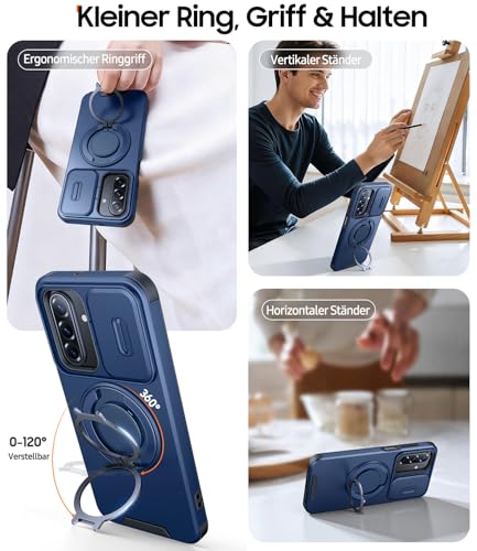 AOUIA für Samsung Galaxy A57 5G Hülle mit 2 Stück Panzerglas, Kameraschutz, Ringständer 360°, Militärstandard Stoßfest Handyhülle für Samsung A57, Blau