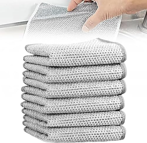 AIZUMI Non-Scratch Dish Wash Cloth (Pack of 10), Steel Wire Dish Cloth, Wire Dishwashing Rags for Wet and Dry Stainless Steel Scrubber Non-Scratch...