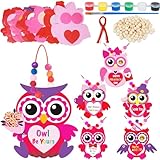 Qyeahkj 36 Packs Valentine's Day Owl Craft Set - Make Your Own Owl Bulk Set for Classroom Decoration, Home Game Activities