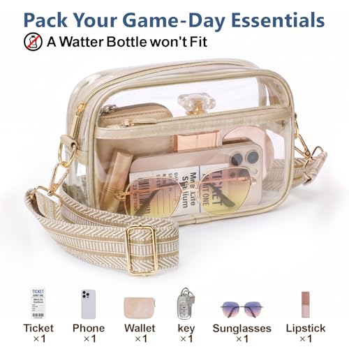 Image of PACKISM Clear Bag for Stadium Events - Small Clear Purses for Women Stadium Crossbody for Game Day, Festival, Concerts