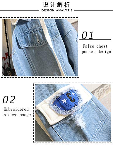 Unisex Demon Casual Printed Anime Hooded Button Denim Jacket for Men and Women3