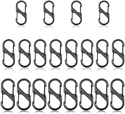 suaywo 20 Pieces S Carabiner Clip S Shape Metal Buckle 2 Opening Snap Hook Small Carabiner Keyring Clip for Outdoor Activity Camping Fishing Hiking Traveling