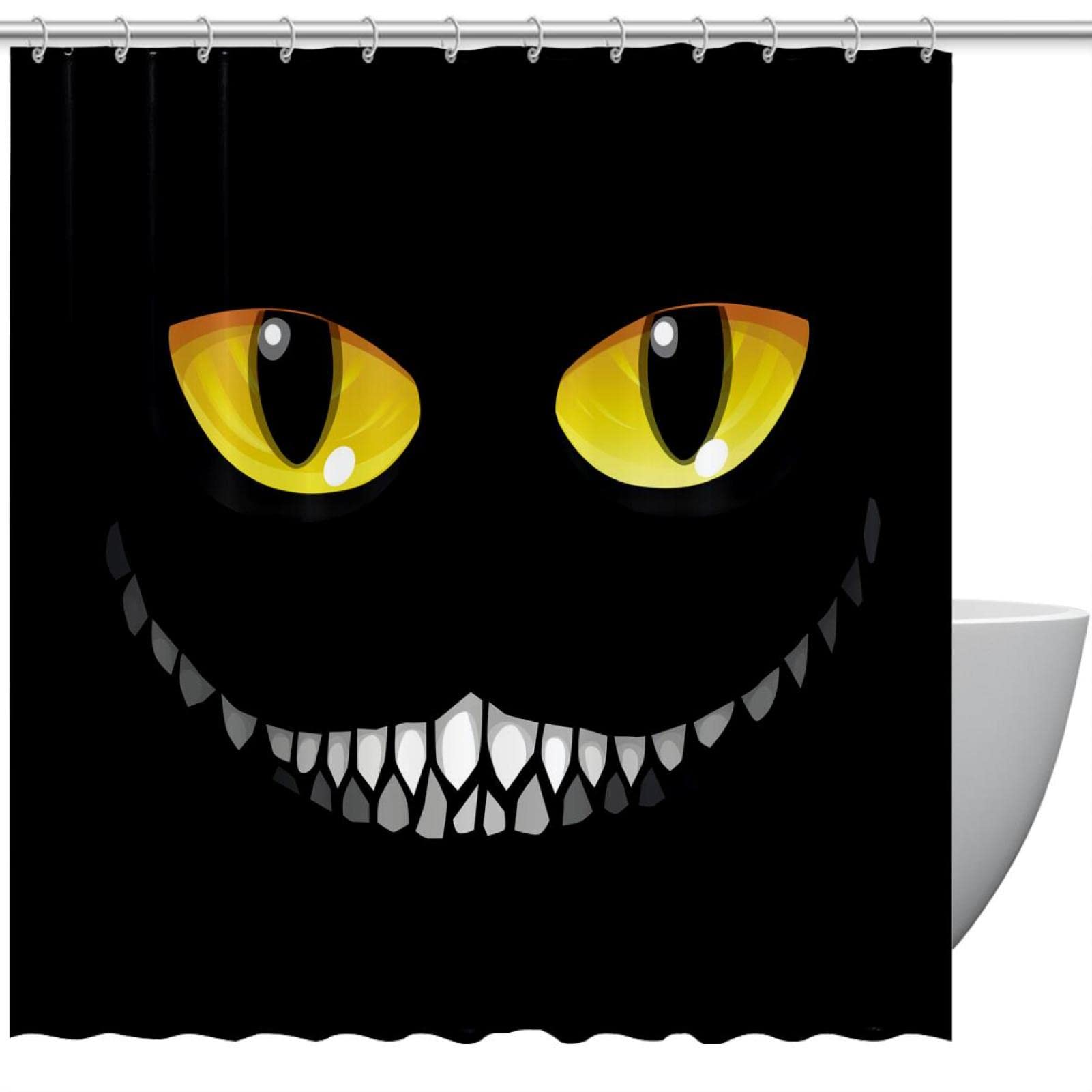 Rideau de douche imperméable anti-moisissure motif chat noir 183cm