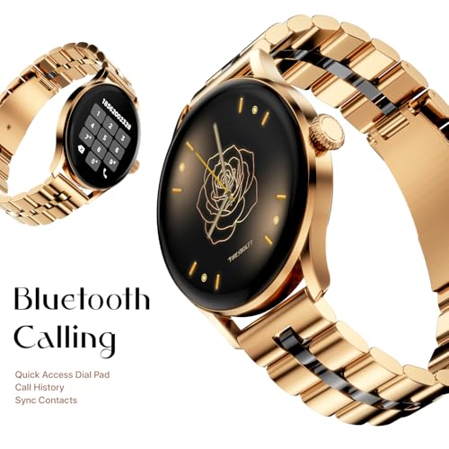 Image of Fire-Boltt Glitz Women Smart Watch with 1.19 inch AMOLED Display, Bluetooth Calling, Rotating Crown, Always On Display, 1000 Nits Brightness, IP68 Waterproof Imperial Gold