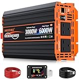 3000W Pure Sine Wave Power Inverter DC 12V to AC 240V with 2 UK Sockets, 30W Type-C, 5V 3.1A USB-A, LCD Remote Control,for Motorhome,Truck,Solar Power,Boats,Camping