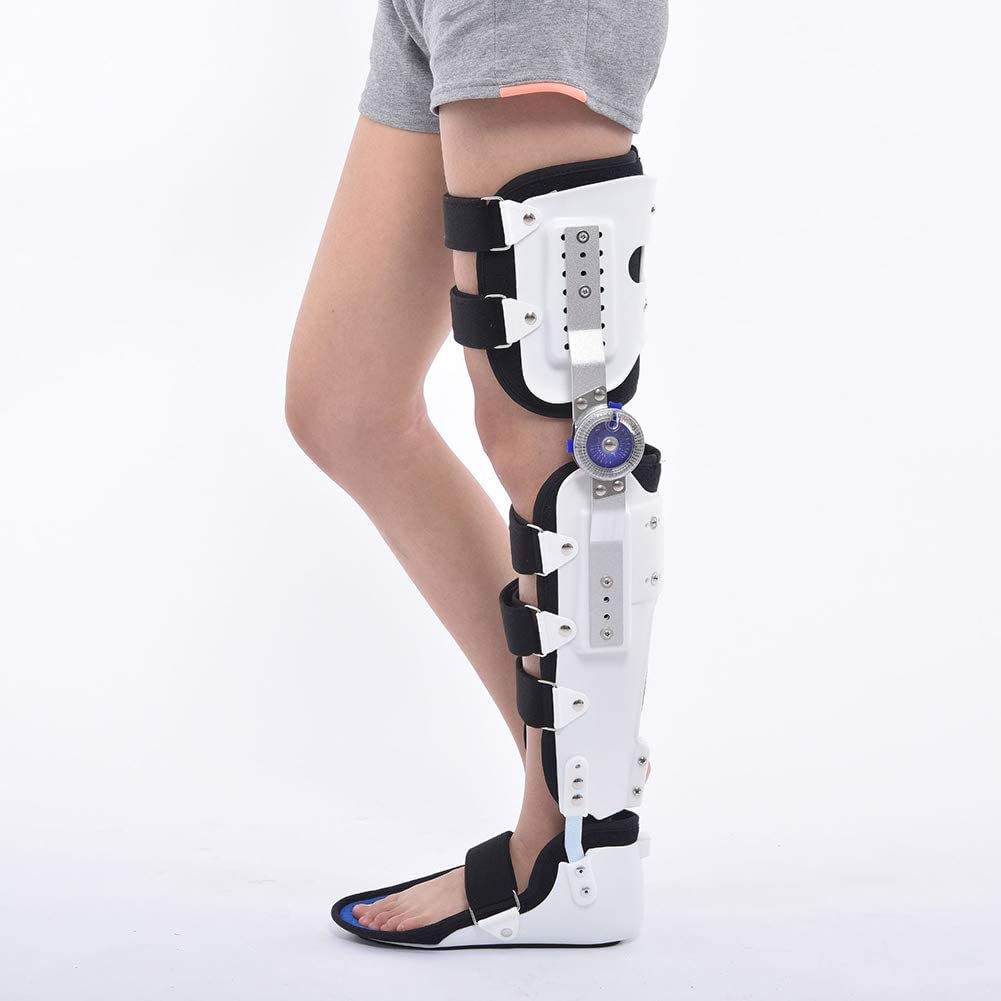 NGDFGR Hinged Knee Foot Support Brace, Adjustable Post Orthosis Immobilizer Proteor, Full Leg Stabilizer Knee Orthosis Splint,Not Movable Feet-Left