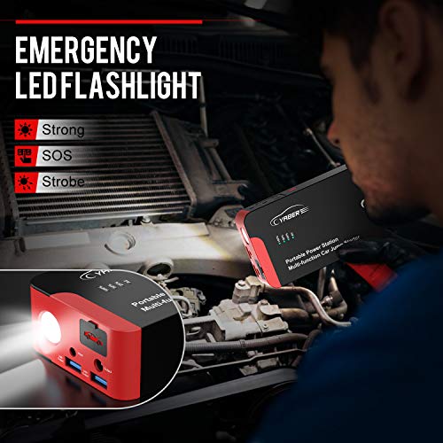 Jump Starter, YABER 2000A Peak 22000mAH 100W Portable AC Jump Starter Car Battery Jumper Starter (All Gas or 8.0L Diesel) Super Safe Car Booster Battery Charging Port