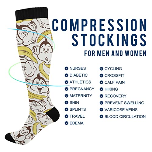 Wusikd Heart Roosters Compression Socks for Women and Men Circulation Cute Long Socks for Athletic Running 14
