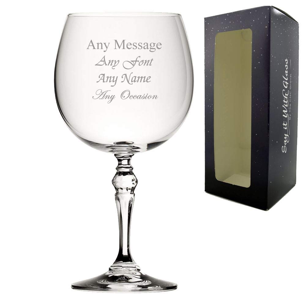 Personalised Engraved 22oz Bar Gin Balloon Glass with Gift Box, Personalise with Any Message for Any Occasion