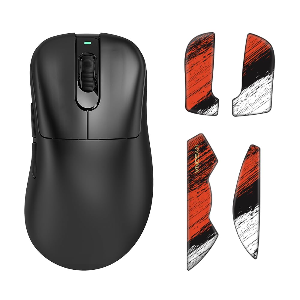 KYSONA Wireless Gaming Mouse, 24000 DPI, Wired/2.4GHz/Bluetooth Ergonomic Mouse with Anti-Slip Grips, PAW3311 Sensor, 57g Lightweight Rechargeable Gaming Mice for Laptop/PC/Mac/Tablet, Black