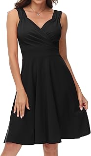 Women's Sleeveless Wrap V-Neck A-line Bridesmaid Cocktail Party Dress - Buy now