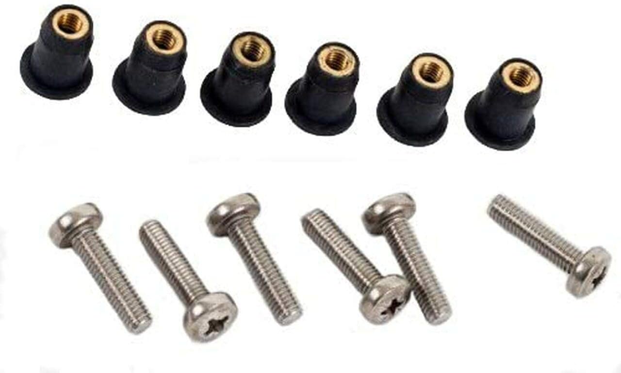 H2o Kayaks M5 Neoprene Well Nut With 20mm Marine Grade Stainless Steel Pozi Screw (Pack of 6) (E)