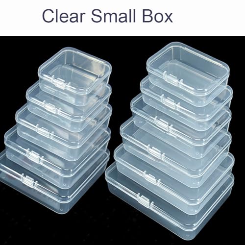 Image of 12 Pcs Clear Small Plastic Storage Containers with Lids, Ideal for Craft Supplies, Jewelry, Small Toys, Beads, Office & Household Organization