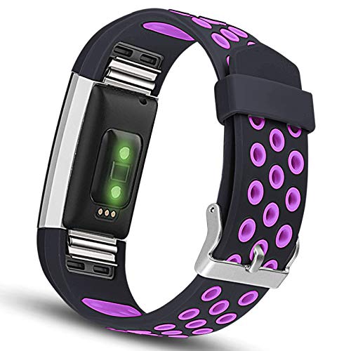 Neuvikter Pulseira esportiva de silicone ajustável de substituição de duas cores com orifício respir