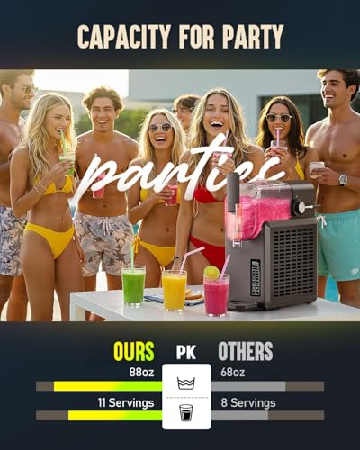 Image of Slushie Machine No Ice Needed 88oz, Slushy Machine for Home with LED Display and 5 Preset Modes, Auto-Clean, Frozen Drink Maker Perfect for Margarita,Frappes, Cocktail Smoothie, Milkshake and More