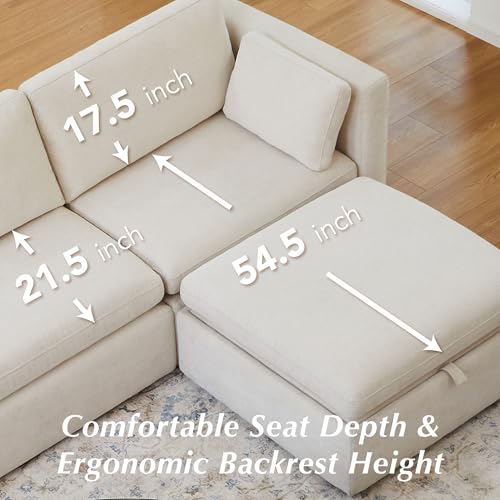 Image of CHITA 146 inch Modular Sectional Sofa, 6 Seat Modular Couch, Linen