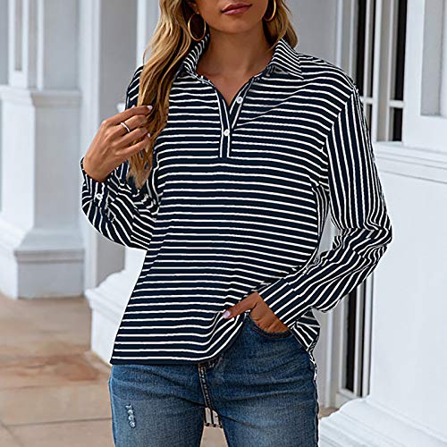 Camiseta feminina Vxiong, túnica listrada com blocos de cores, camisetas de manga comprida com gola