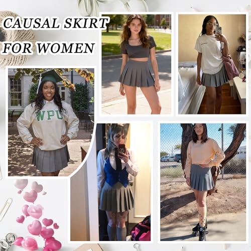 Image of Girstunm Women's Pleated Skirt Mini Skater Basic Skirts High Waist School Girls Uniform Short Cheerleader Skirt