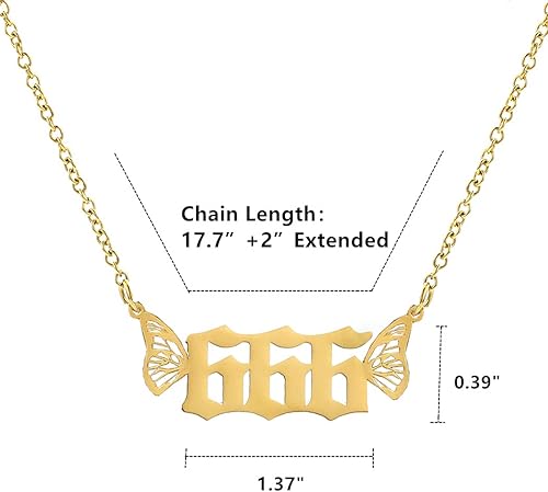 Miniatura 5 de Collares de mariposa con números de ángel para mujer 444 666 777 888 delicada numerología gargantilla joyería oro collar regalos de cumpleaños