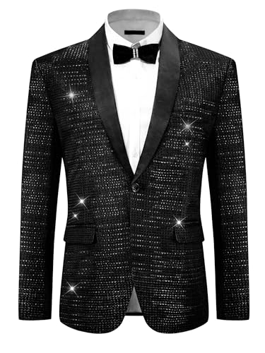 Lars Amadeus Metallic Tuxedo for Men's Shawl Lapel Wedding Dinner Prom Shiny Blazer