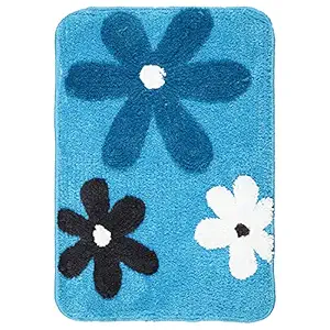 Saral Home Cotton Anti-Slip Bathmat (Turquoise, 40x60 CM)