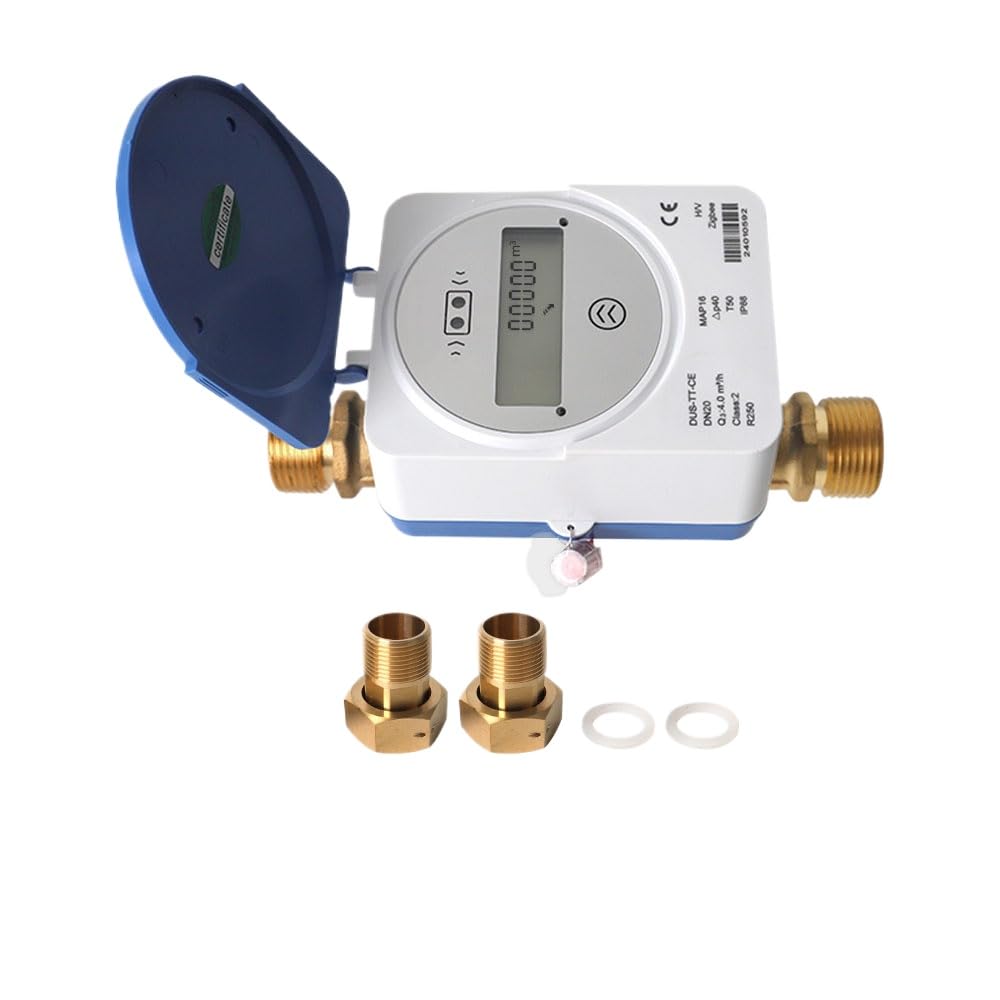 YoumiAi - Medidor ultrasónico inteligente de agua fría IP68 LCD, pantalla digital, medición de consumo de flujo de agua para el hogar y el jardín (20 mm (4 m³/H)