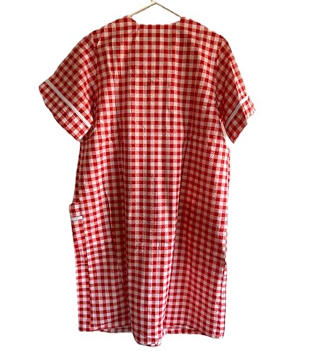 Image of AmeriMark Women Calf-Length Snap Front Knit Duster House Coat Robe - Loose-Fitting Plush Bathrobe - Short Sleeve Bath Robe