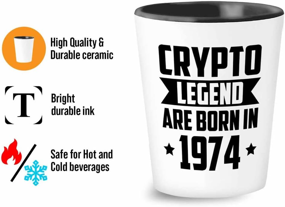 Trader Shot Glass 1.5oz - Born In 1974 - Trader Broker Gift Investing Financial Adviser Trading Planner Market Day Digital Currency