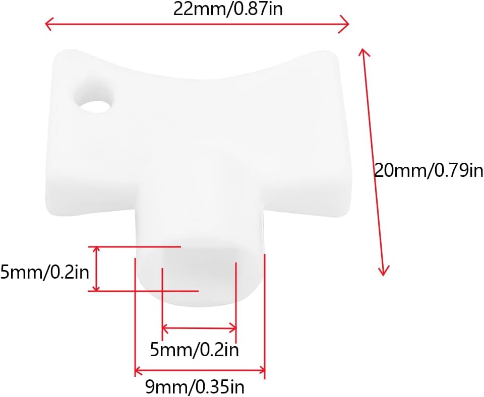 SING F LTD 8Pcs 5mm Square Plastic Key of Vent Plastic for Radiator Bleed Air Opening Valve for Radiator Bleed Key Universal for All Radiators White