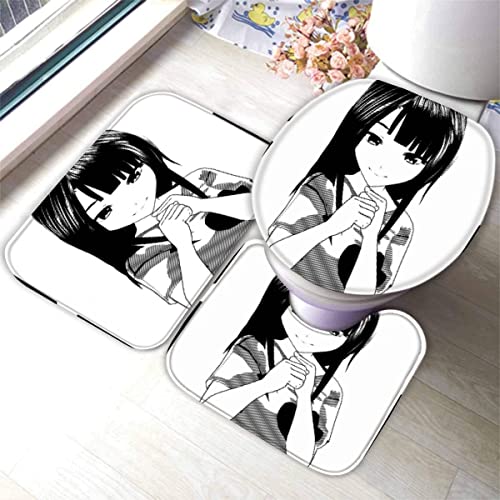 Zifarm Badematte rutschfeste 50x80 cm Anime Badvorleger-Set 3D Drucken Kawaii Manga-Mädchen Mikrofaser Flanell… – Bild 4