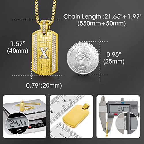 Etevon 18K Gold Plated Initial Necklace, Gold Stainless Steel Letter Pendant Necklace Hip Hop Square Chain Jewelry Gift For Men Boy Birthday Anniversary Christmas Gift For Husband Father Boyfriend Son #TOP3