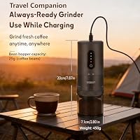 SIGBOT Elektrische Kaffeemühle mit Kegelmahlwerk – 38 Externe Mahlstufen, Konische Keramikmahlwerke & 2000mAh-Akku, Tragbare Aufladbare Kaffee-Mühle für Reisen, Camping – Ansicht 6