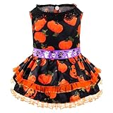 Tongcloud Halloween Dog Dress Cute Pumpkin Dog Halloween Costume for Small Dogs Sleeveless Ruffle Puppy Dress for Cats Pet Costume Clothes Chihuahua Yorkie Outfit for Holiday (Medium)