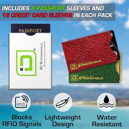 ID Stronghold - RFID Blocking Sleeves - Passport and Credit Card Protector Sleeves - Identity Theft Protection (Leatherlook)4